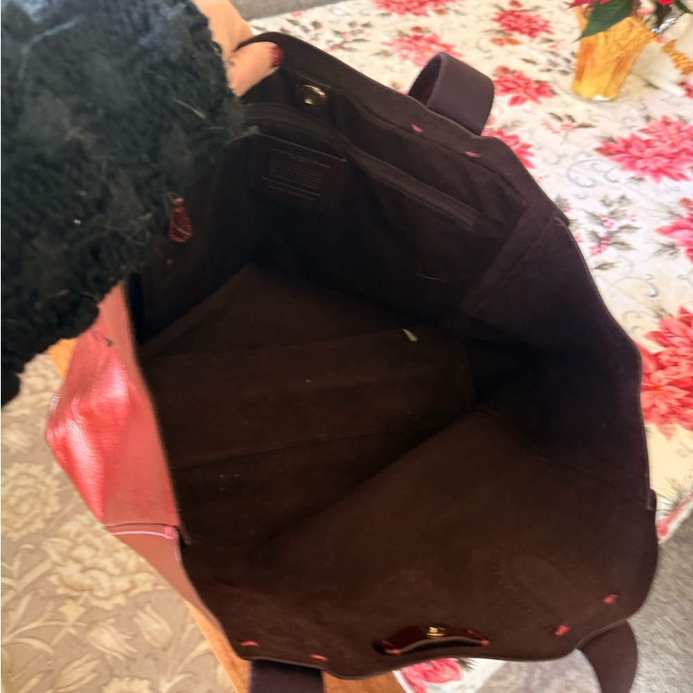 Coach Metallic Red Leather Tote - Picture 8 of 10